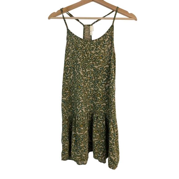 Roxy Women's Size S Tan Green Floral Sleeveless Racerback Mini Sundress - Picture 1 of 6